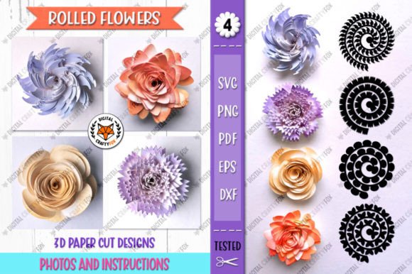 Download 3D Flowers Paper Cut, Rolled Flowers SVG - Paper cut Collection
