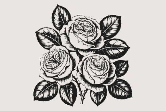 Download Vintage Black and White Rose Bouquet SVG - Rose bouquet svg Collection