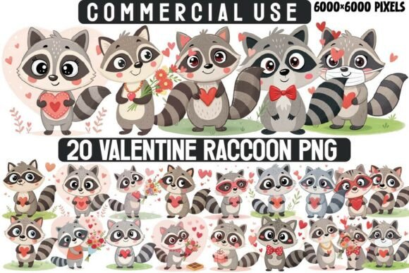 Download Valentine Raccoon Sublimation Bundle - Premium Resources