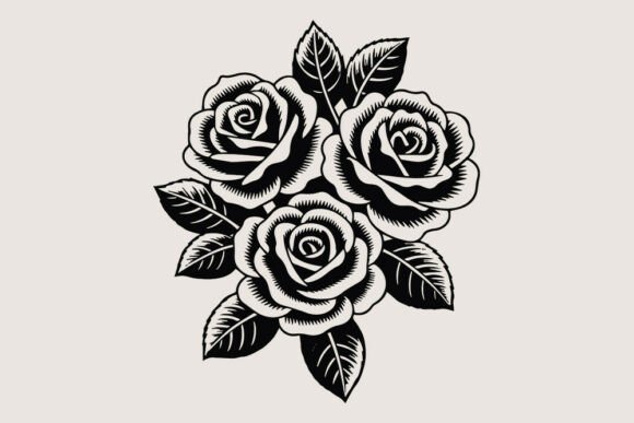 Download Vintage Black and White Rose Bouquet SVG - Rose bouquet svg Collection