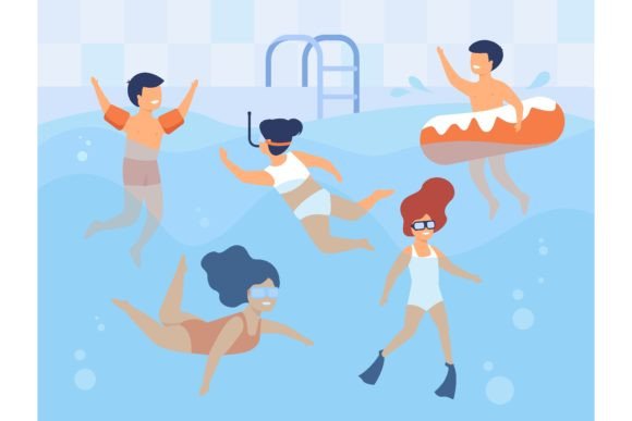 Download Happy Kids Swimming in Pool. Children in - Happy kids Collection