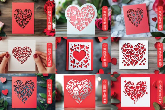Download Paper Cut Valentine's Card SVG Bundle - Paper cut Collection