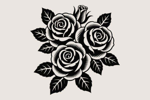Download Vintage Black and White Rose Bouquet SVG - Rose bouquet svg Collection
