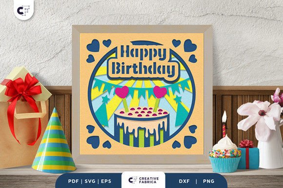 Download Birthday Cake 3D Light Box Paper Cut - Paper cut Collection
