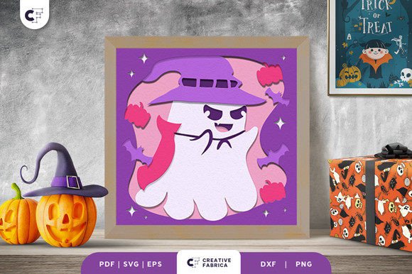Download Cute Ghost 3D Shadow Box Paper Cut - Paper cut Collection