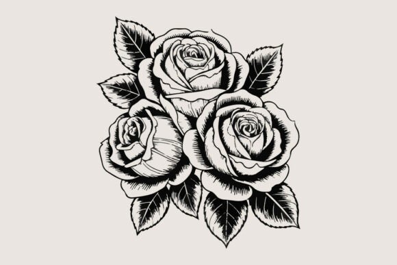 Download Vintage Black and White Rose Bouquet SVG - Rose bouquet svg Collection