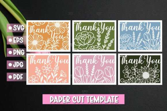 Download 6 Thank You Paper Cut Card SVG - Paper cut Collection
