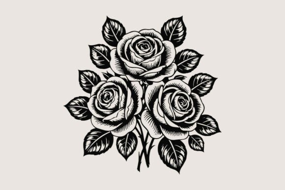 Download Vintage Black and White Rose Bouquet SVG - Rose bouquet svg Collection